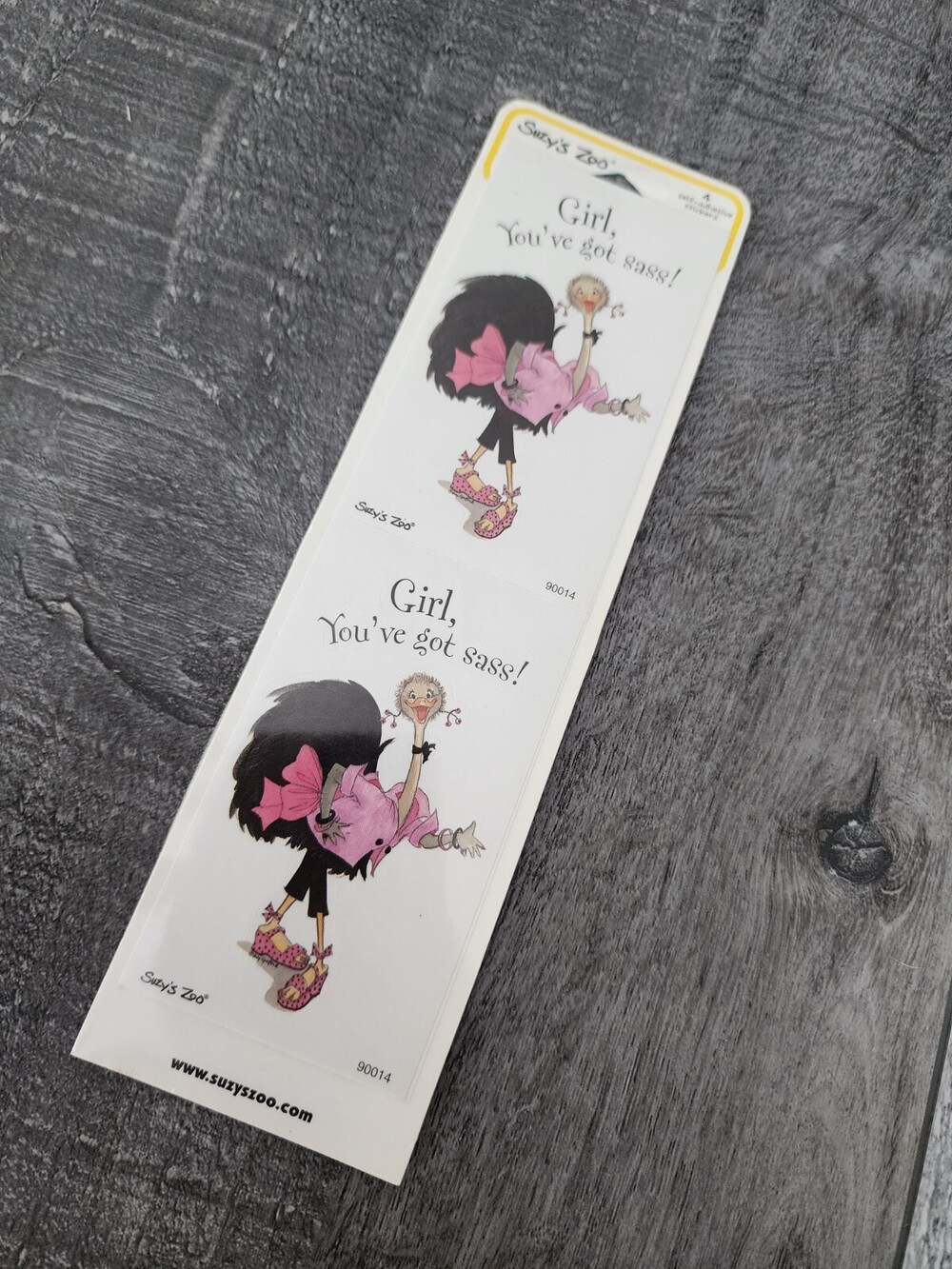 VINTAGE SUZY'S ZOO Sticker Pack New Sealed SASSY Ostrich 90014 4 Stickers #28